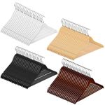 20 x Wooden Coat Hangers Wardrobe Space Saver Clothes Hooks with Trousers Bar UK