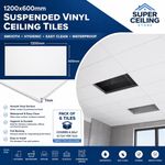 Suspended Ceiling Tiles Waterproof 1195 x 595mm EasyClean Laminated 120cm x 60cm