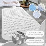 Non Slip Bath Mat 100x40 cm Shower Mat Bathtub Anti-Mold Rubber Strong Suction