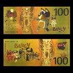 Australia 100 Dollars Gold Foil Australian Bluey Novelty Banknote New