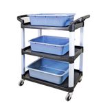 Foodservice Cart 330lbs Capaticy 3 Shelf Utility Cart w/3 Bins Transfer Tray