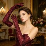 60cm Sequined Long Gloves Womens Opera Bridal Gloves Masquerades Party Costume