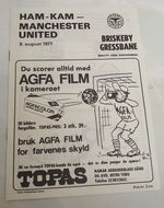 Ham-Kam V Manchester United Pre Season Friendly Matchday Programme 08/08/77 VGC