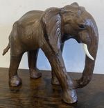 Vintage Leather Wrapped Elephant Figure From India. 24 cm x 30 cm Approx.