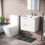 Merton 600 Wall Hung Gloss White Vanity Basin & Rimless Close Coupled Toilet
