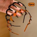 2pcs Wavy Non-Slip Hairbands for Women – Fluffy Toothed Headband Set, Sweet Styl
