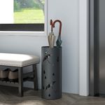 Round Umbrella Stand, Umbrella Holder for Hallway with 4 Hooks and Drip Tray