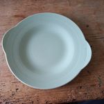 Woods Ware Beryl Handled Cake plate 25cm x 23cm VGC Green Utility Earthernware 