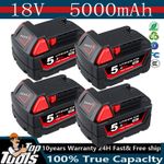 4x Battery for M-18 18V Extended Capacity Lithium 5.0AH For Milwaukee 48-11-1860