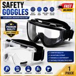 Safety Goggles Over Glasses Clear Anti Fog Eye Protection Dust Work DIY Outdoor