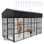BingoPaw Metal Dog Kennel Outdoor Yard Cage Animal Runs Crate Playpen Roof Cover