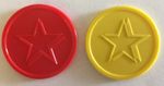 PLASTIC STAR TOKENS - BAG OF 100 - RED - YELLOW - HOME, SCHOOL, REWARD,