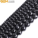 Natural Genuine Black Tourmaline Faceted Gemstone Beads For Jewelry Making 8mm