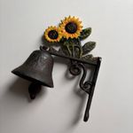 Vintage Cast Iron Sunflower Wall Bell Rustic Farmhouse Decor