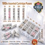 FUSES 1A 2A 3A 5A 7A 10A 13A BS1362 13 AMP PLUG TOP CARTRIDGE FUSE 220v 240V AC
