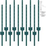 VEVOR 3 Feet Fence Post 10 Pack U-Channel Heavy Duty Metal Fence Posts Green