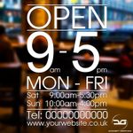 Opening Hours Times Custom Business Window Sign Sticker Cafe Retail Shop Open  