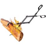 25" Long Black Cast Iron Heavy Duty Fire Tongs Campfire Wood Log Grabber Tool UK