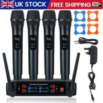 Professional 4 Channel UHF Wireless 4 Microphone Mic System Cordless Handheld UK