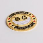 'Im Not Lucky Im So Good' Gold Metal Poker Card Guard w/ Plastic Case