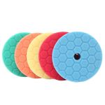 SPTA 5PCS 6 Inch Hex-logic Beveled Sponge Polishing Buffing Pads for Polisher