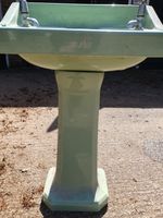Art Deco Jade Green Hand Basin and Pedastal Stand