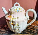 Antique Limoges France Scalloped Floral Pink  Porcelain Tea Pot c1900 exc.cond. 