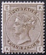 QV  4d grey-brown pl.18, fine unused. Sg.160. 'KE'.