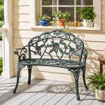 Outsunny Garden Bench Porch Park Seat Vintage Rose Style Cast Refurbished