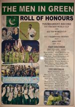Pakistan Cricket roll of honours - Imran Javed Wasim Younis - souvenir print