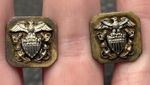 Vintage US Navy Officer Swank Gold Tone Fill Cufflinks Eagle Shield Military