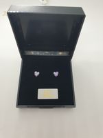 9ct solid gold 5mm light colour lavender heart  cz studs handmade (gift boxed)
