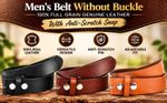 Men Genuine Leather Snap Belt Strap Without Buckle Press Stud Snap On Belt 38mm