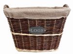Square Wicker Log Basket with removeable Liner - Brown