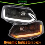 VW Transporter T5.1 2010-2015 LED DRL Gloss Black Headlights Dynamic Flashers