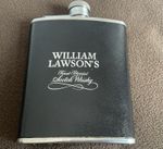 Rare Scottish Whisky Hip Flask William Lawson’s Scotch Whisky Leather, S. Steel