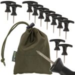 CORUS FISHING SCREW PLATFORM 10 BIVVY PEGS IN BAG WOODEN PLATFORM PEGS BROLLY