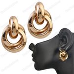 CLIP ON 2.5cm GOLD TONE knot HOOP EARRINGS metal fashion HOOPS chunky RETRO 25mm