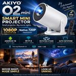 📽️✨ AKIYO O2 Mini Projector Android 14 WiFi 6 Bluetooth 5.4 720P 1080P Support