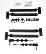 Adjustable Black 18" Hook & Band Gate Hinge Set for double Gates / Doors