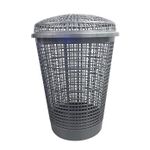 50L Silver Circular Plastic Laundry Linen Washing Basket Bin Storage Hamper