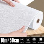 10M Thicken Self-Adhesive Wallpaper Thermal Insulation Linen Wall Sticker Plain