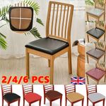 Dining Chair Seat Covers PU Leather Waterproof Stretch Wedding Slip Protector UK