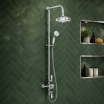 Traditional Thermostatic Rigid Riser Shower Chrome Fixed Head & Handset