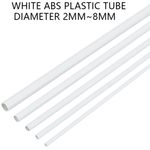 ABS Plastic Tube Round Solid/Hollow Pipe DIY Model Crafts Diameter 2mm~8mm White