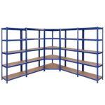 5 Bay Corner Racking/Shelving 5 Tier Heavy Duty Garage Storage Racks 