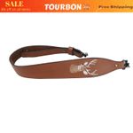 TOURBON Non-slip Rifle Sling Leather Gun Carry Shoulder Strap w/ Swivels Hunting