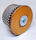 Vintage Handmade Handle‑less Cabasa – Wood Ends, Cross‑Hatched Metal, Rare