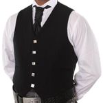 5 Button Handmade Men's Scottish Argyle Kilt Waistcoat/Vest Black UK STOCK