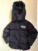 DSQUARED2 Black Hooded Down Puffer Jacket Zip Logo 12-18 Months